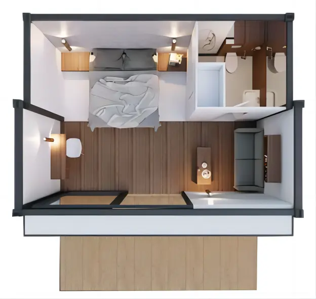 New style leisure tiny house fast assemble prefabricated 3 bedrooms with bathroom