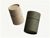 Ensemble de boîtes cadeaux cylindriques en carton beige et vert olive, design empilable avec motif à pois, emballage recyclable