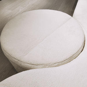 Sofá Moderno Sin Estructura, de <span class=keywords><strong>Alta</strong></span> Densidad y Compresible, Color Blanco, con Otomana Redonda y Múltiples Cojines, para Sala de Estar - Product Image 6