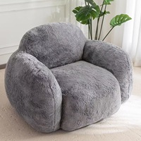 Kursi Bean Bag Satu Dudukan Bentuk Kerikil dengan Sandaran dan Sandaran Tangan yang Mendukung, Penutup Bulu Imitasi, Desain Modern, Isian Serat, untuk Ruang Tamu