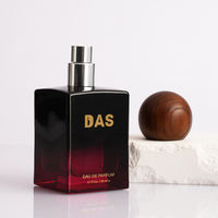 Flacon de parfum vide en verre unique de 50 ml, directement de l'usine, avec grand bouchon en bois pour les lignes de colognes de créateurs
