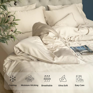 2025 New Arrival nhà máy ban đầu dễ dàng chăm sóc Duvet cover sets 300tc 145gsm tre <span class=keywords><strong>bedding</strong></span> Set - Product Image 4