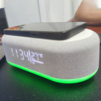 Haut-parleur multifonctionnel chargeur rapide sans fil Bluetooth LED veilleuse température temps réveil numérique bureau table charge