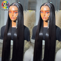 Wig Rambut Asli Brasil 13x6 Bone Straight Lace Front HD Transparan 30 40 32 Inch untuk Wanita Kulit Hitam, Wig Tanpa Lem