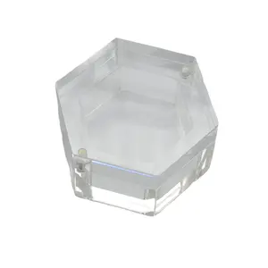 Caja de anillo transparente para joyería, caja de anillo de boda hexagonal de acrílico