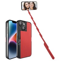 Étui pour iPhone avec perche à selfie, coque de protection intégrée rétractable 3 en 1 portable pour la prise de vue en selfie, le vlogging et le streaming en direct
