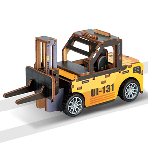 Nuevo <span class=keywords><strong>Juguete</strong></span> <span class=keywords><strong>de</strong></span> Construcción <span class=keywords><strong>de</strong></span> Madera 3D DIY, Vehículos <span class=keywords><strong>de</strong></span> Construcción, Montacargas, Excavadora, Mezcladora, Camión <span class=keywords><strong>de</strong></span> Arrastre para Niños - Product Image 2