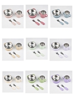 Nouvel ensemble de vaisselle 2026 en acier inoxydable et silicone avec design ours, assiettes à ventouse pour bébé, tasses, bols et couverts pour enfants