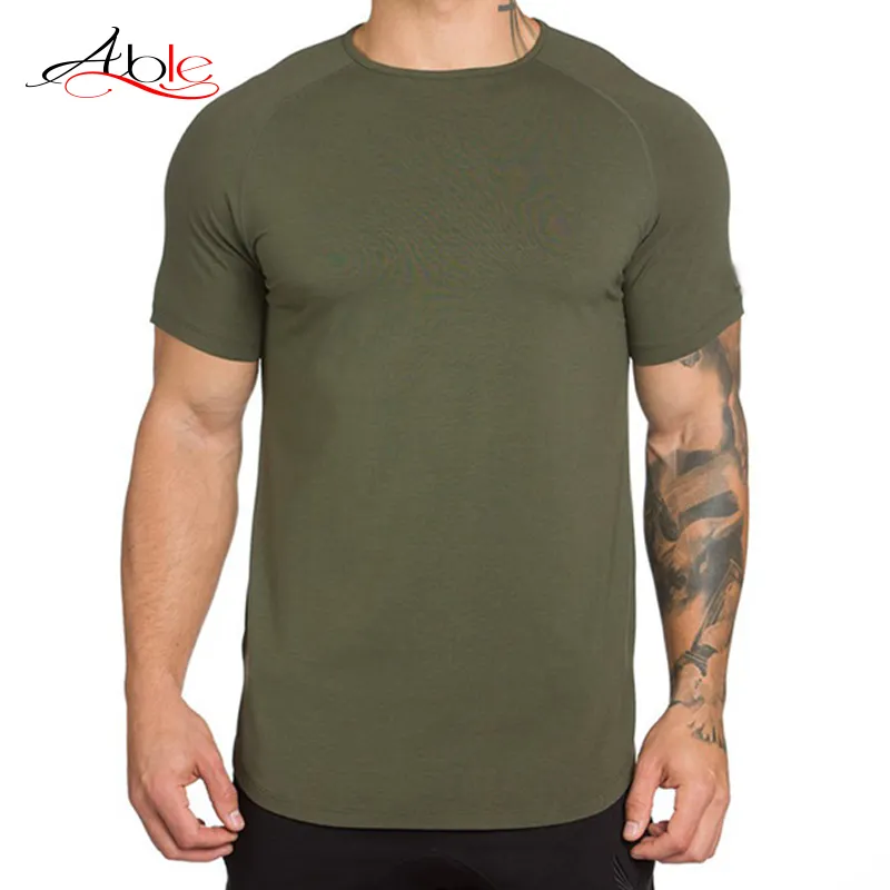 High Quality camisetas Wholesale Men's t-shirts Fitness Fashion 95%cotton 5% Elastane tshirt men Raglan Sleeve T Shirts