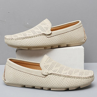 Mocassins pour hommes en cuir respirant, chaussures de conduite plates Penny, confortables et légères, à enfiler, pour l'été, pointures 38-47