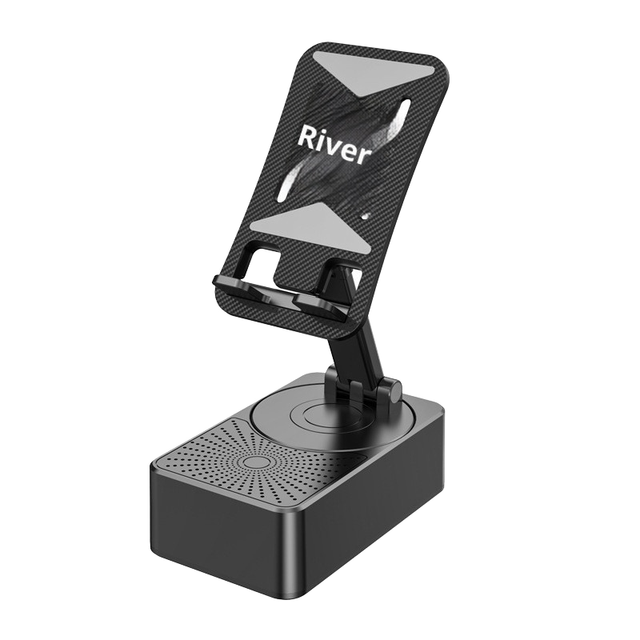 Portable Folding Smart Mobile Phone Stand with Rotatable Bottom Dashboard Mount Power Bank & Speaker All-in-One