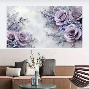 家の装飾 抽象的な紫色の花 キャンバスアート、カスタマイズ可能なモダンな花の絵画と印刷ポスター - Product Image 5