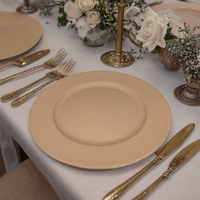 Plateau en plastique PP de luxe doré de 13 pouces pour mariage cuisine famille fête de noël hôtel utilisation plats et assiettes élégants