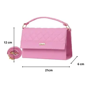 Sac bandoulière rose en cuir pour femme Fana, fermeture éclair, motif rayé, élégant, 7 pouces, usage quotidien - Product Image 1