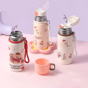 ขวดน้ำเด็ก 15 ออนซ์ 450 มล. สแตนเลส พร้อมฝาปิดแบบหลอดดูด ปราศจากสาร BPA ขวดน้ำสแตนเลสสำหรับเด็ก - Product Image 2