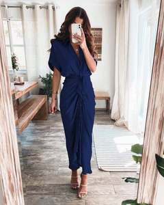 Eleganti abiti da ballo in raso di seta da donna con cravatta a pieghe abito da festa Casual con decorazione in pizzo per la notte da donna in discoteca - Product Image 4