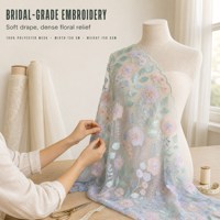 Kain Rajut Tekstil Bernapas Berkualitas Tinggi untuk Desain Gaun Pengantin DIY, Bordir Bunga 3D untuk Anak Perempuan