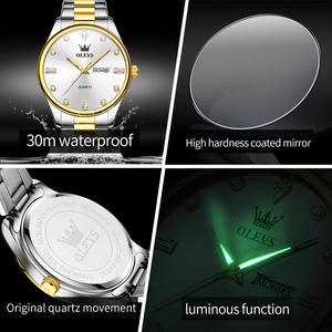   Montre à quartz classique de luxe pour homme, étanche, en acier inoxydable, avec calendrier, logo personnalisé de la marque OEM 3621 - Product Image 5
