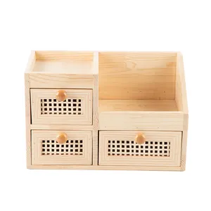 Хит продаж, деревянный и бамбуковый небольшой настольный шкаф для хранения деревянного макияжа/Органайзер для ювелирных изделий с ящиком