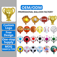 Vente en gros de ballons en feuille d'aluminium de 18 pouces en forme de ballon de football, de rugby, de golf et de basket-ball pour la décoration de fête d'anniversaire des enfants