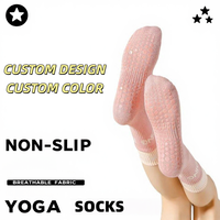Chaussettes d'équipage antidérapantes personnalisées pour femmes Chaussettes de sport de yoga en coton tricoté multicolore pour Pilates Fitness Automne-Manchette jetable