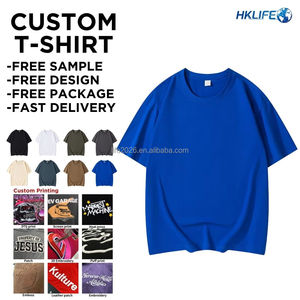 Wholesale 290G Heavyweight Knitted 100% Cotton Breathable Quick Dry Embroidered T-Shirt <b>Neck</b> Oversized Eco-Friendly Custom Logo - Product Image 2