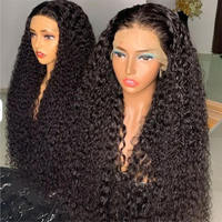 Pelucas de Cabello Humano Natural Brasileño de Onda Profunda de Calidad Económica, Peluca Frontal de Encaje HD Sin Pegamento para Mujeres Negras