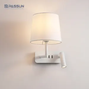 现代LED床头阅读灯 & 带织物阴影的LED壁灯摆动手臂PASSUN