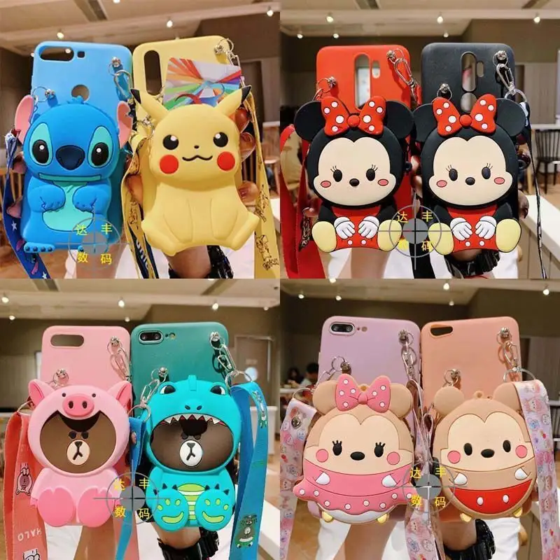 Hot Sale 3D Cartoon Mickey Minnie Coin Purse Phone Case for iPhone 11 12 Pro Shockproof Phone Cover for iPhone 7 8 Plus X XS Max