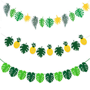 Guirnaldas de Hojas de Palma <span class=keywords><strong>para</strong></span> Fiestas Tropicales, Decoraciones <span class=keywords><strong>para</strong></span> Fiestas Hawaianas Luau, Banderines Temáticos de Hojas Verdes de Fieltro <span class=keywords><strong>para</strong></span> Fiestas de Verano con Temática de Jungla - Product Image 3