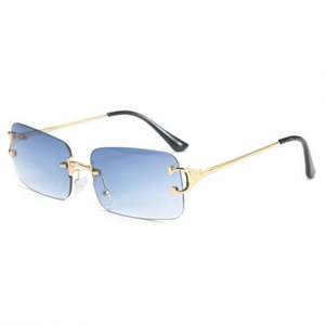 Gafas de Sol Rectangulares Sin Marco con Lentes Degradadas, Diseño Retro, Logotipo Personalizado, Protección UV400, Montura Metálica Cuadrada para Hombre y Mujer - Product Image 4