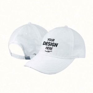 Vintage White Cotton Baseball Cap Custom Dad <b>Hats</b> with Embroidered Letters and Metal Buckle Back Closure Custom Logo - Product Image 1