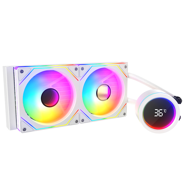 240 AIO CPU Water Cooler Black Infinity Mirror Head ARGB Ring Fan 280W TDP Rotating Cap Ceramic Bearing Computer Case