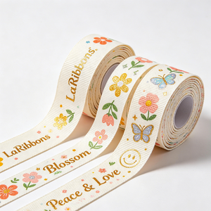 Grace Customize Gold Foil Glitter Print Personalised Printed 16mm 22mm 28mm Spring Gift Decoration Grosgrain <b>Ribbon</b> - Product Image 6