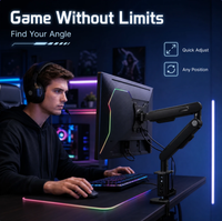 Support de moniteur de jeu à bras unique, fixation sur bureau, ergonomique, rotation à 360 degrés, hauteur réglable pour écran PC de 17 à 32 pouces
