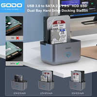 Station d'accueil pour disque dur externe GODO Dual Bay USB 3.0 Type C SATA 2.5 3.5 pouces avec indicateur LED, station d'accueil HDD SATA