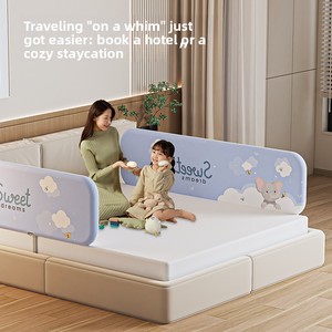 Barrera de Cama <span class=keywords><strong>para</strong></span> Bebés, Sin Instalación, Barrera Protectora Anticaídas, Barrera de Viaje Portátil Apilable, Cuna de Viaje - Product Image 4