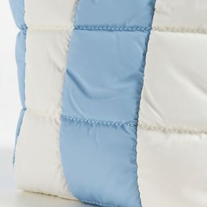 Women's Custom Eco-Friendly Nylon Waterproof Quilted Makeup Organizer Pouch Blue Striped Large Capacity Lightweight Durable - Product Image 3