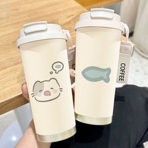 Lelyi Ins Girly coeur dessin animé mignon chaton en acier inoxydable bouteille haute valeur créative petite tasse thermos fraîche - Product Image 2