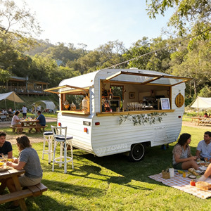 Carrito de comida callejero para café, totalmente equipado para la venta de café helado y latte - Product Image 1