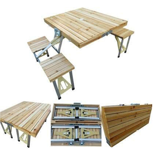 Camping En Plein Air de haute Qualité En Bois <span class=keywords><strong>Table</strong></span> de Pique-Nique Pliante avec 4 Sièges - Product Image 3