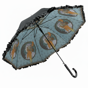 AU-02613 artistico volant Jump ombrello bronzo e rose per la collezione pioggia & sole Mucha - Product Image 1