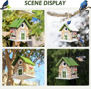 Nueva resina creativa artesanía decorativa casas <span class=keywords><strong>de</strong></span> piedra casas <span class=keywords><strong>de</strong></span> pájaros casas <span class=keywords><strong>de</strong></span> piedra hogar patios perchas <span class=keywords><strong>de</strong></span> árboles al aire libre - Product Image 6