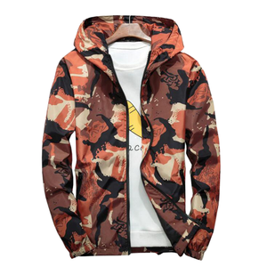 Men's Autumn Hooded <b>Camouflage</b> Blouson Windbreaker Jacket with Zipper Closure Casual Streetwear Sportswear - Product Image 1