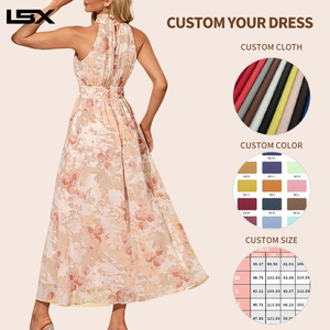 Vestido Largo de Encaje Floral Personalizado para Mujer, Elegante, Veraniego, Transpirable, con Cintura Natural, Estilo Casual, Estampado Digital - Product Image 2