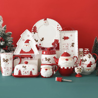 Ensemble de vaisselle de Noël très vendu, assiette, bol, plat à assaisonnement, vaisselle en céramique, design Père Noël, bol, tasse, jetable