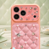 Étui de téléphone en PU avec strass antichoc pour iPhone