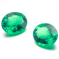 Vente en gros de pierres précieuses d'émeraude en vrac cultivées en laboratoire fabrication de bijoux synthétiques de coupe ovale traitements de laboratoire de chaleur de couleur verte appliqués