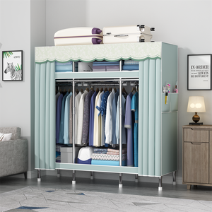 Armadio professionale per camera da letto armadi assemblati in tubo d'acciaio con rivestimento in tessuto armadio organizzatore di vestiti - Product Image 1
