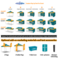Carpa de Lona Resistente e Impermeable para Exteriores, 10*10 pies, 10*15 pies, 10*20 pies, Plegable, Tipo Gazebo, para Ferias Comerciales y Eventos